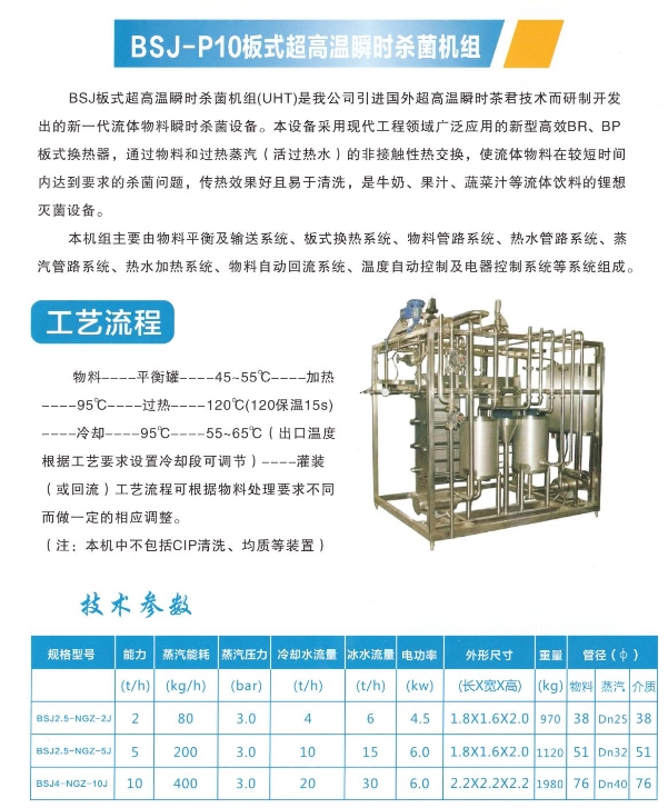 BSJ-P10板式超高溫瞬時(shí)殺菌機(jī)組2